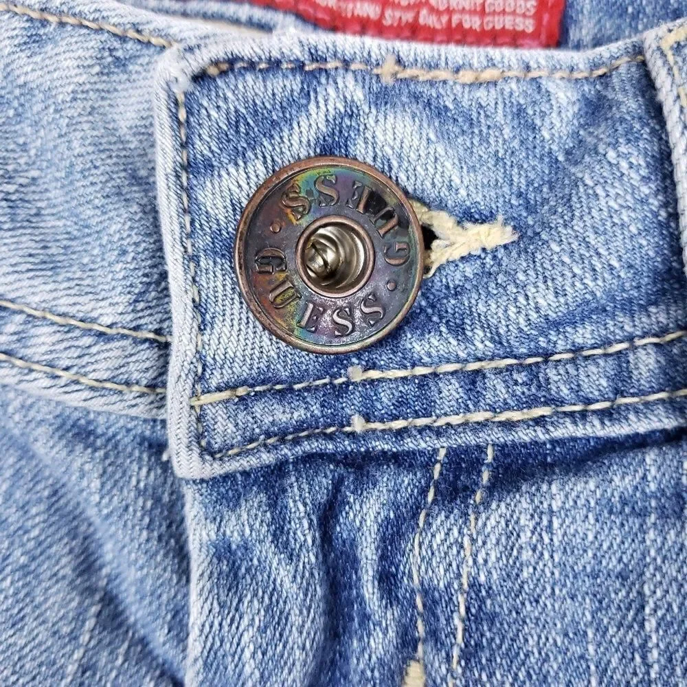 Vintage Guess above knee blue cuffed jean shorts S